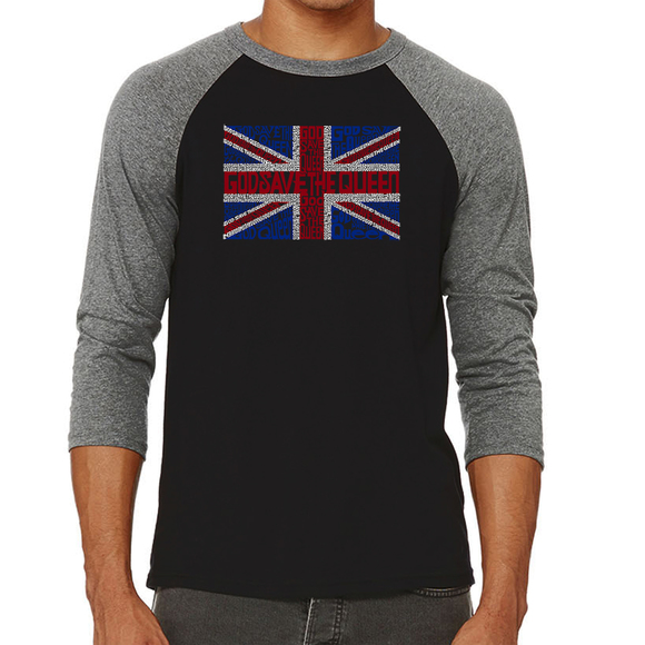 Men's Raglan Baseball Word Art T-shirt - God Save The Queen - Picture 1 of 2